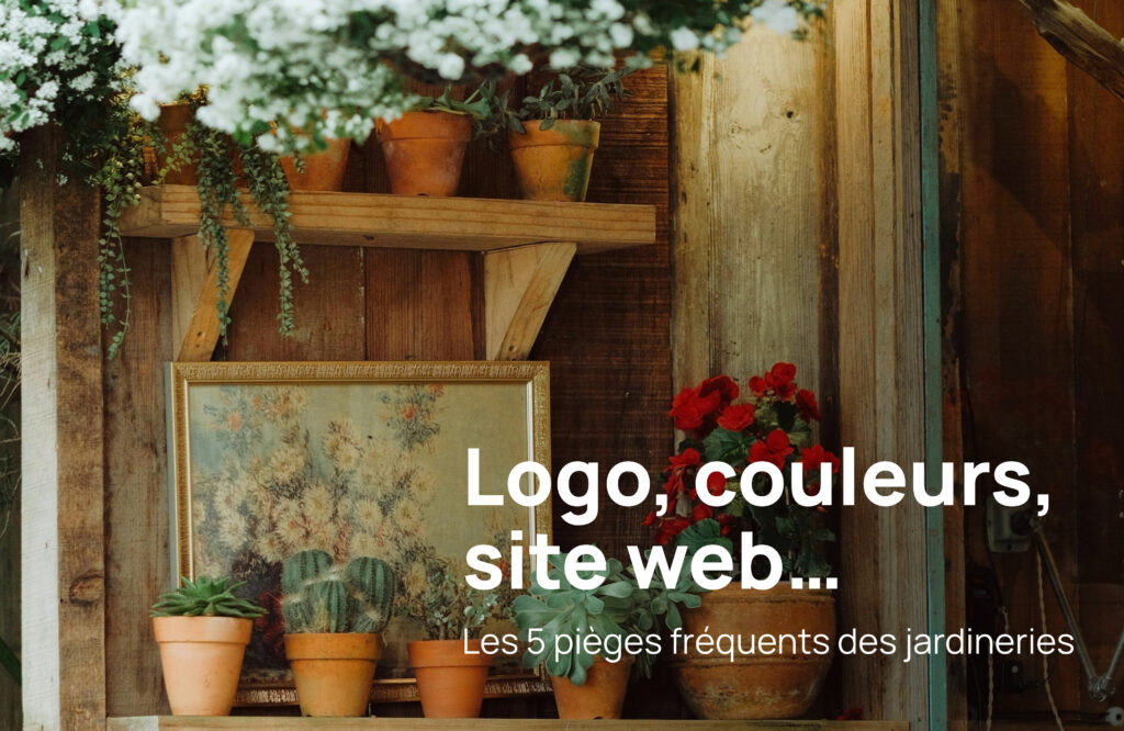 Jardinerie lumineuse et accueillante avec allée fleurie, signalétique moderne et identité visuelle claire