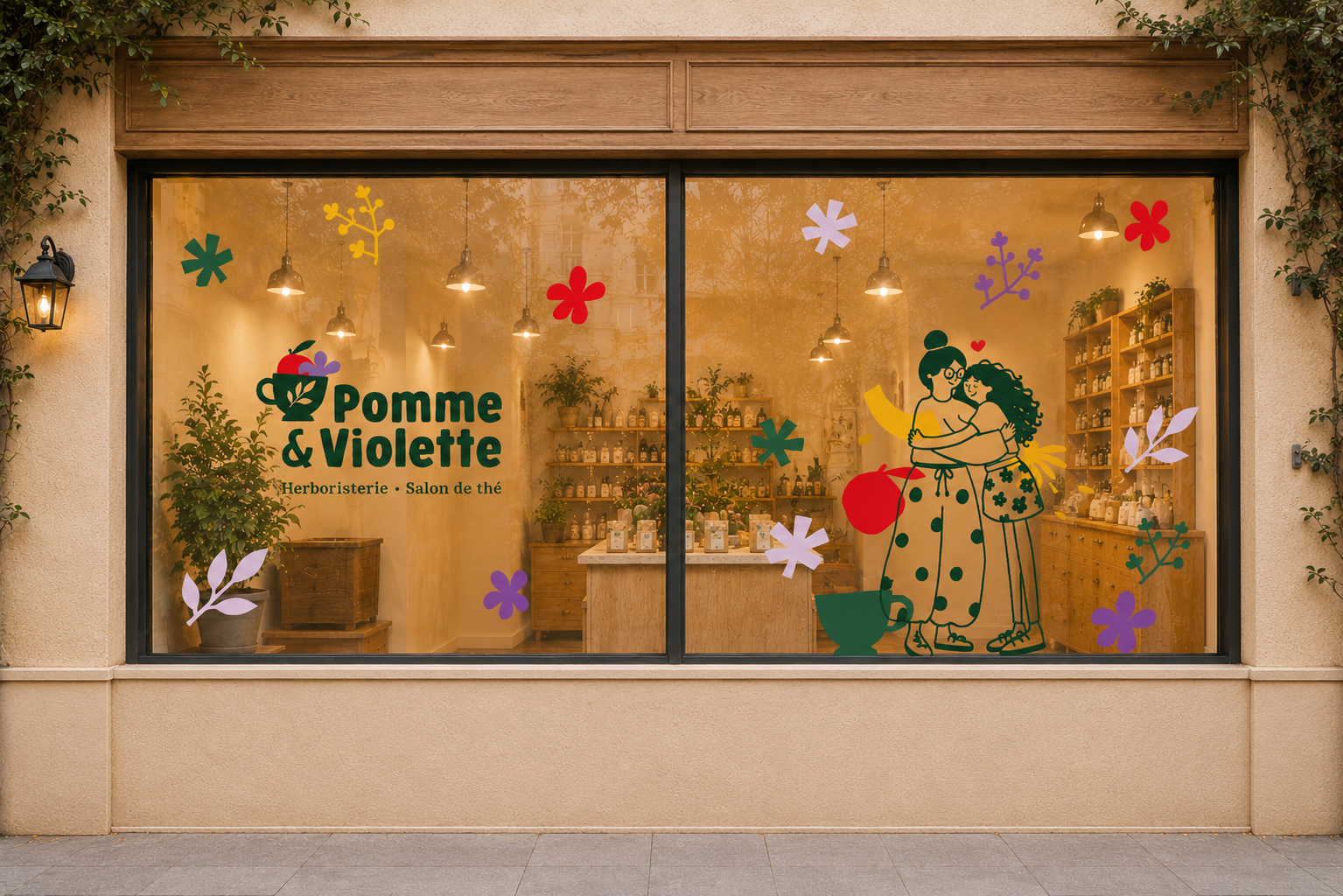 vitrine illustration personnage nature couleurs